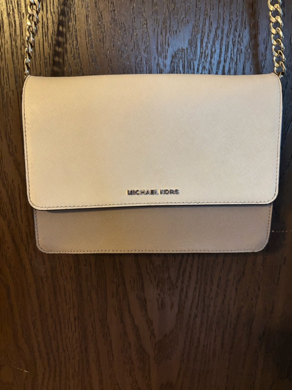 Michael Kors Cream and Taupe Two-Tone Chain Crossbody